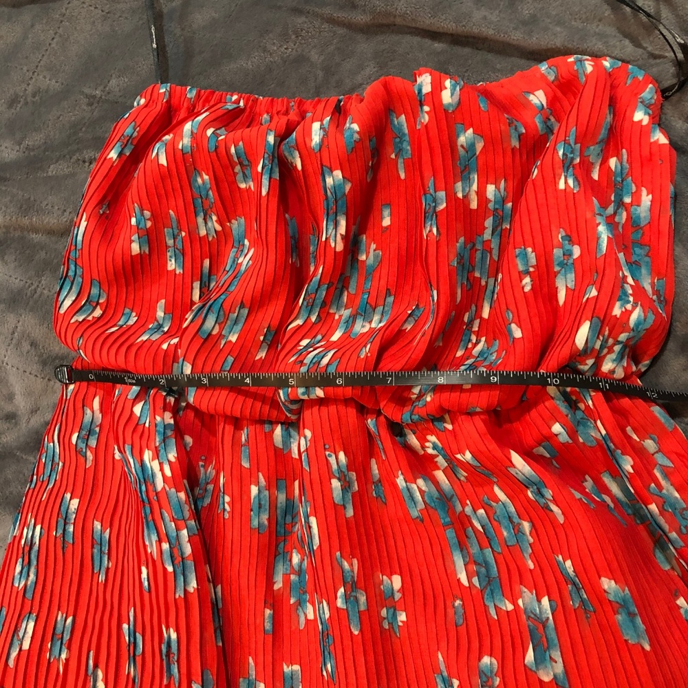Strapless Floral Red Summer Dress - Picture 3 of 7